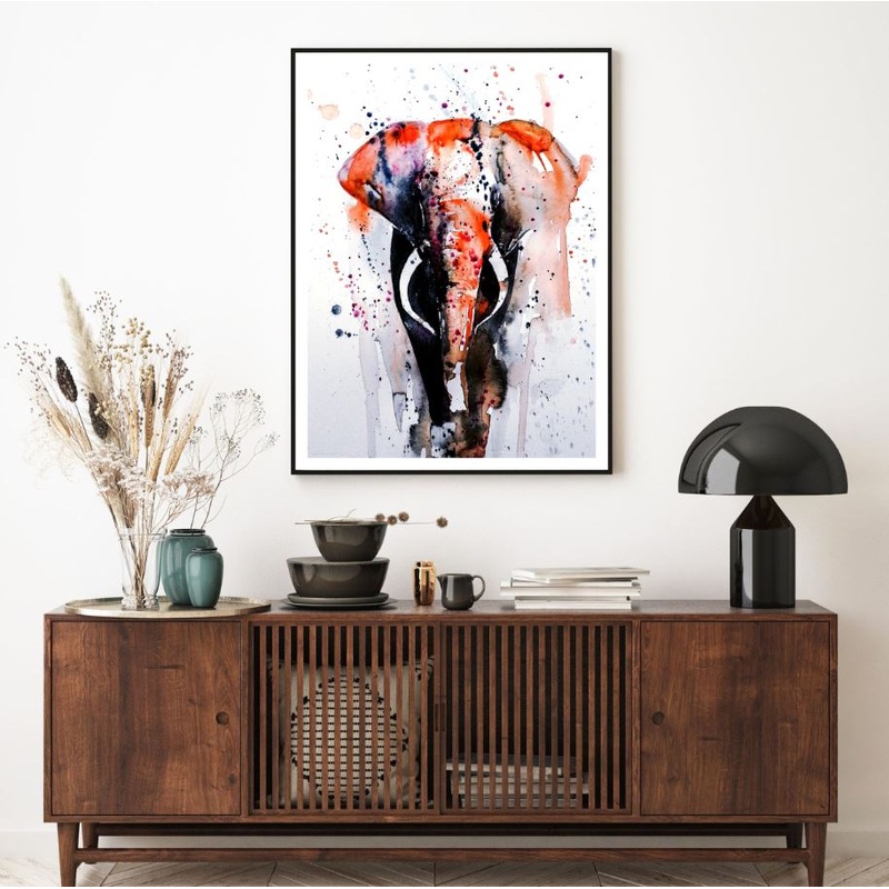 Colorful Elephant Watercolor Art Home Decor Premium Quality Poster Print Choose Your Sizes