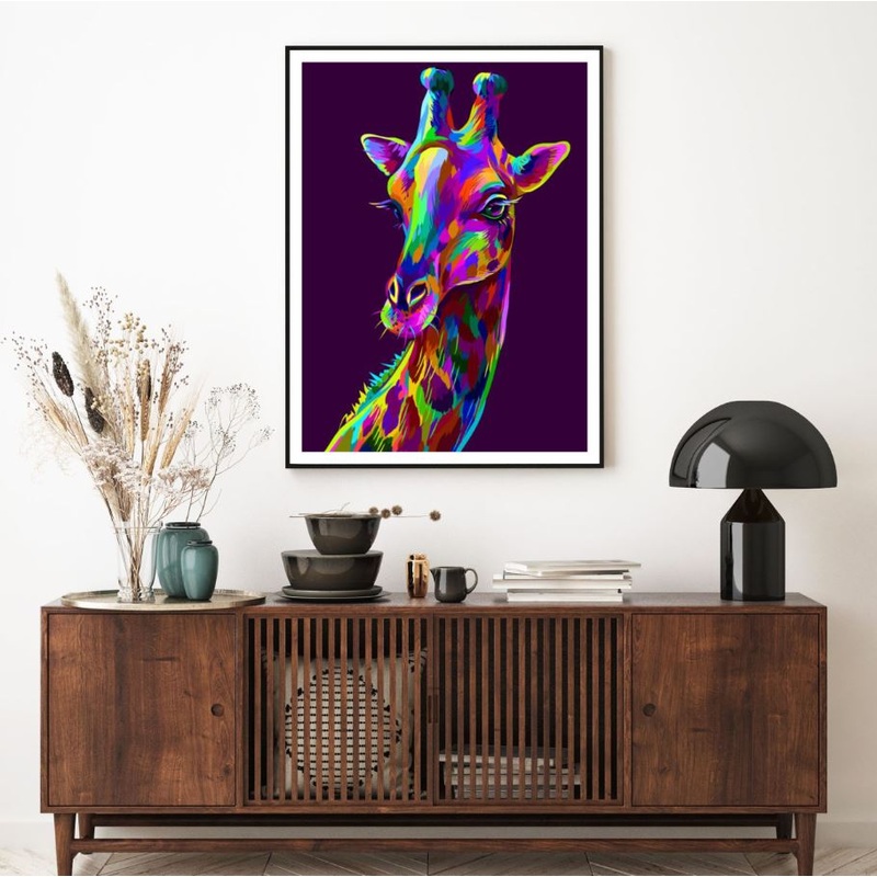 Colorful Giraffe Abstract Design Home Decor Premium Quality Poster Print Choose Your Sizes