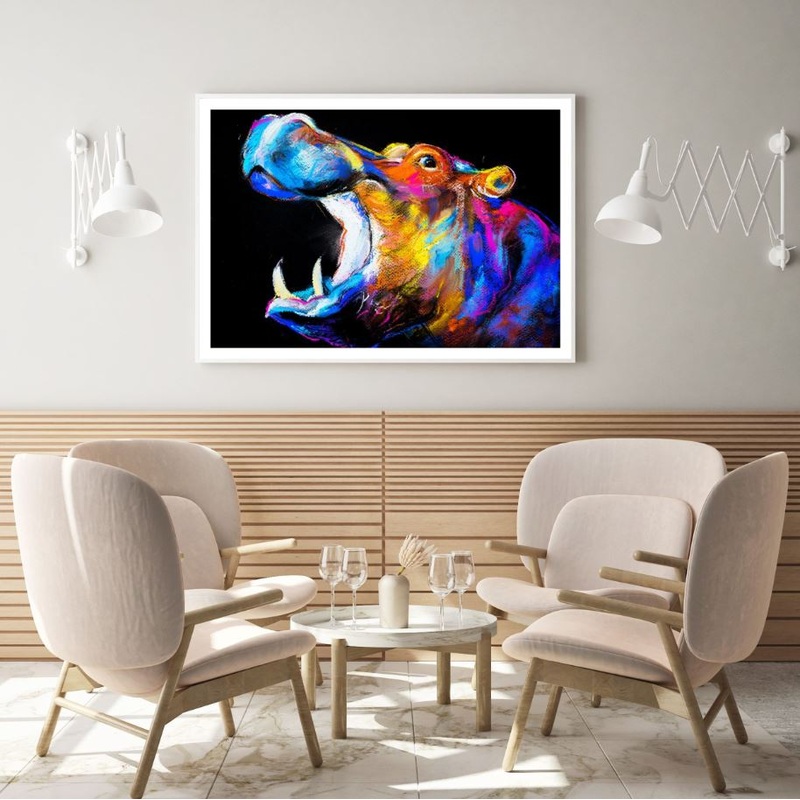 Colorful Hippo Abstract Design Home Decor Premium Quality Poster Print Choose Your Sizes