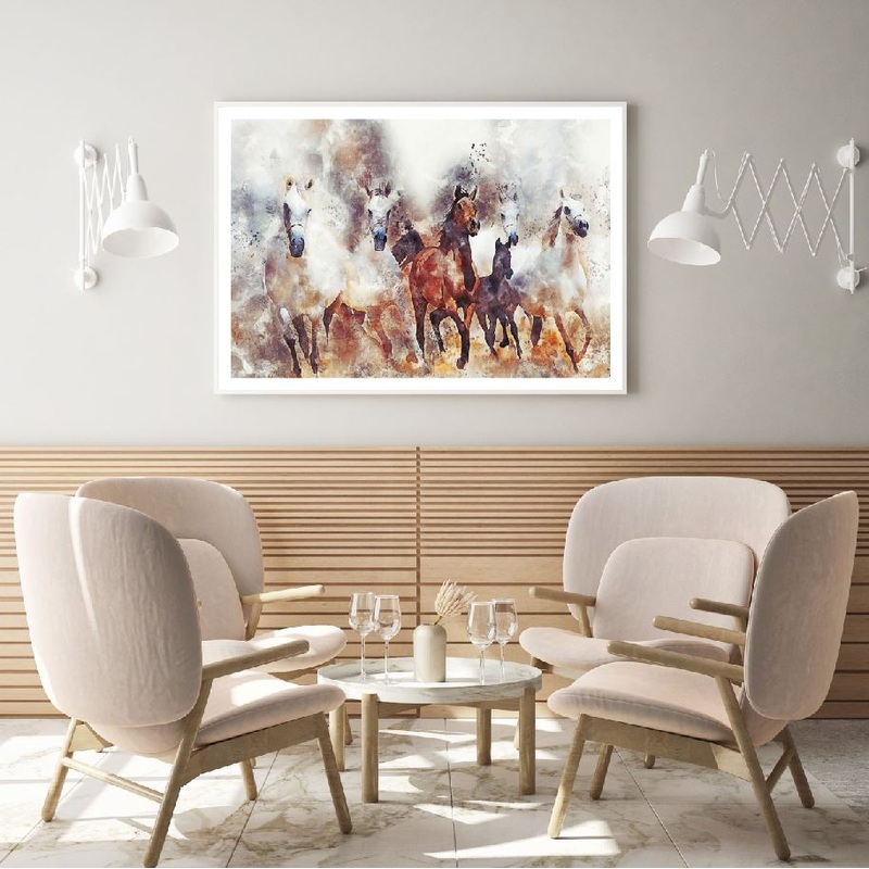 Colorful Horses Running Painting Home Decor Premium Quality Poster Print Choose Your Sizes