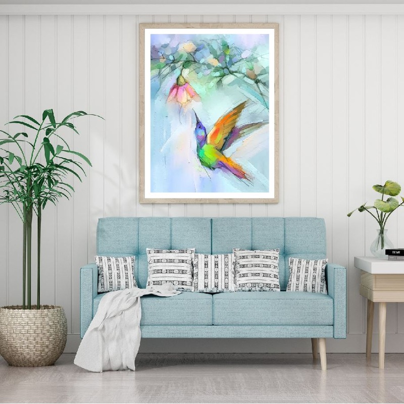 Colorful Humming Bird Watercolor Home Decor Premium Quality Poster Print Choose Your Sizes