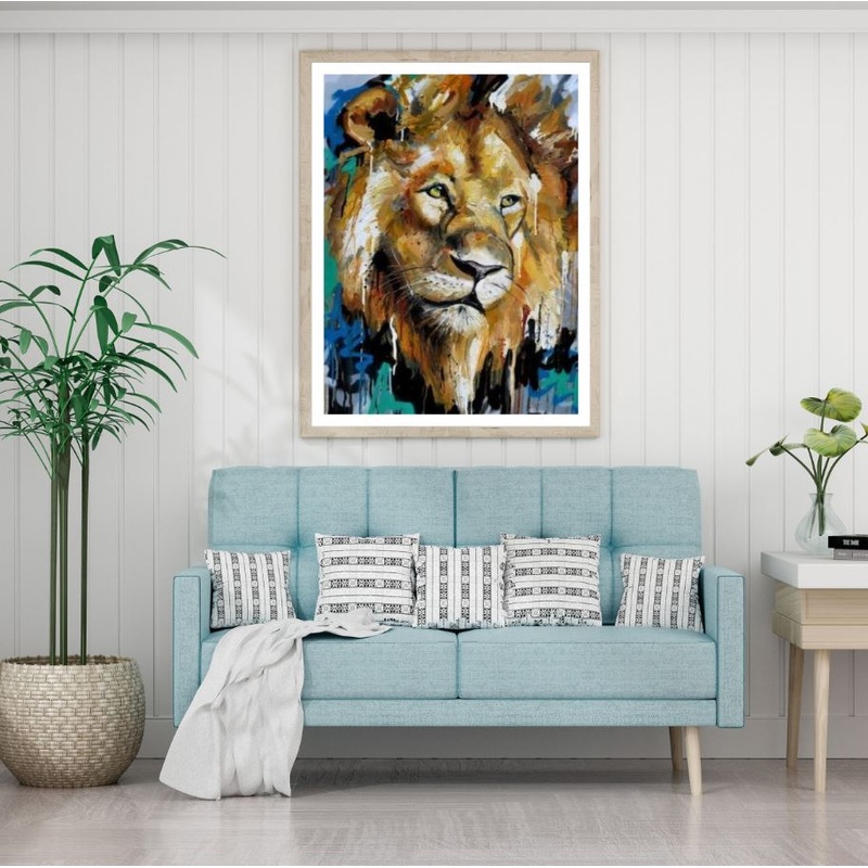 Colorful Lion Portrait Watercolor Home Decor Premium Quality Poster Print Choose Your Sizes