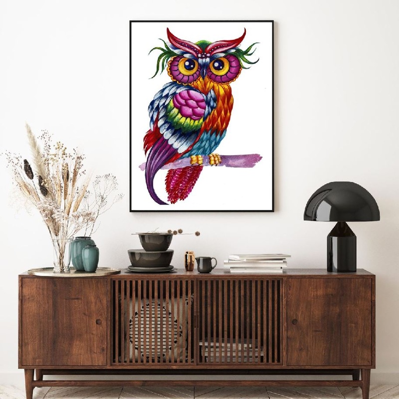 Colorful Owl Abstract Desgin Home Decor Premium Quality Poster Print Choose Your Sizes