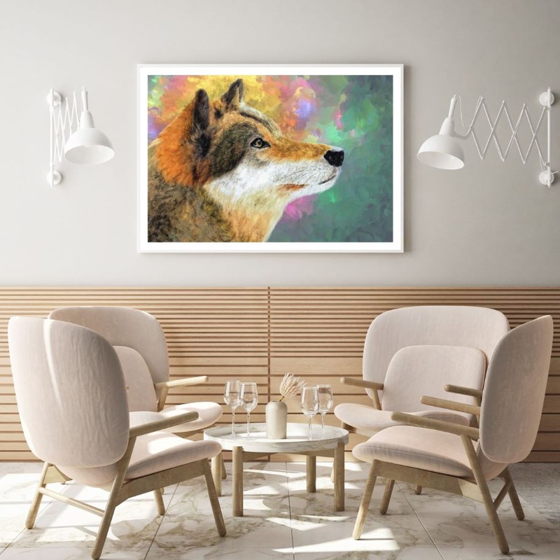 Colorful Wolf Portrait Painting Home Decor Premium Quality Poster Print Choose Your Sizes