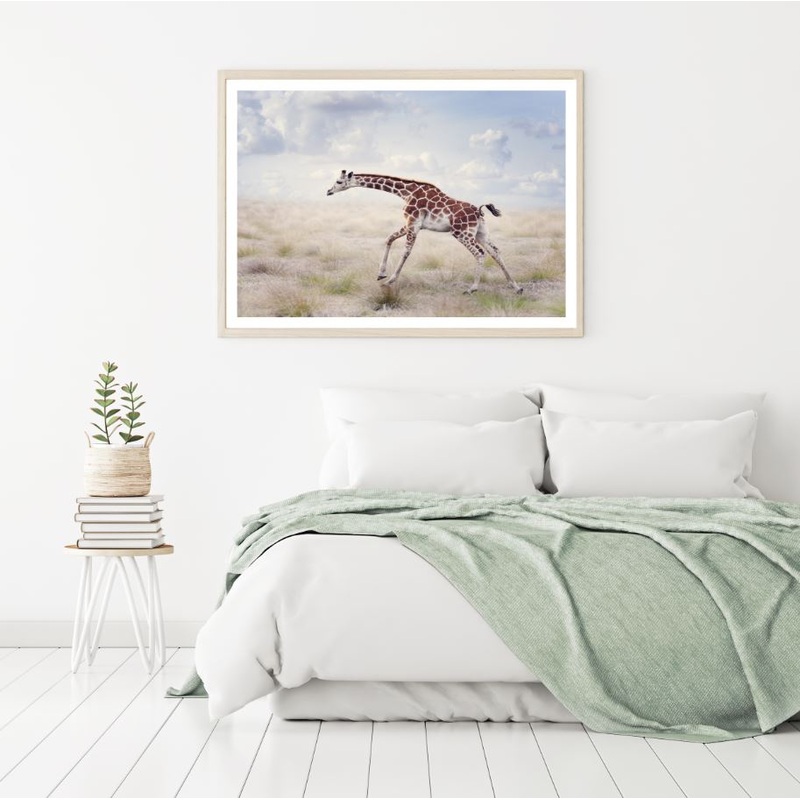 Running GIraffe Photograph Home Decor Premium Quality Poster Print Choose Your Sizes