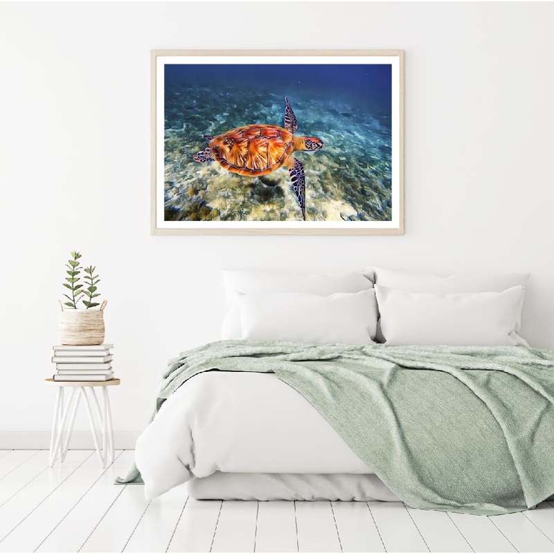 Sea Turtle Underwater Painting Home Decor Premium Quality Poster Print Choose Your Sizes