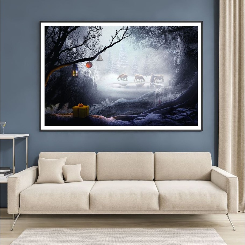 Sheeps & Shepherd in Misty Forest Home Decor Premium Quality Poster Print Choose Your Sizes
