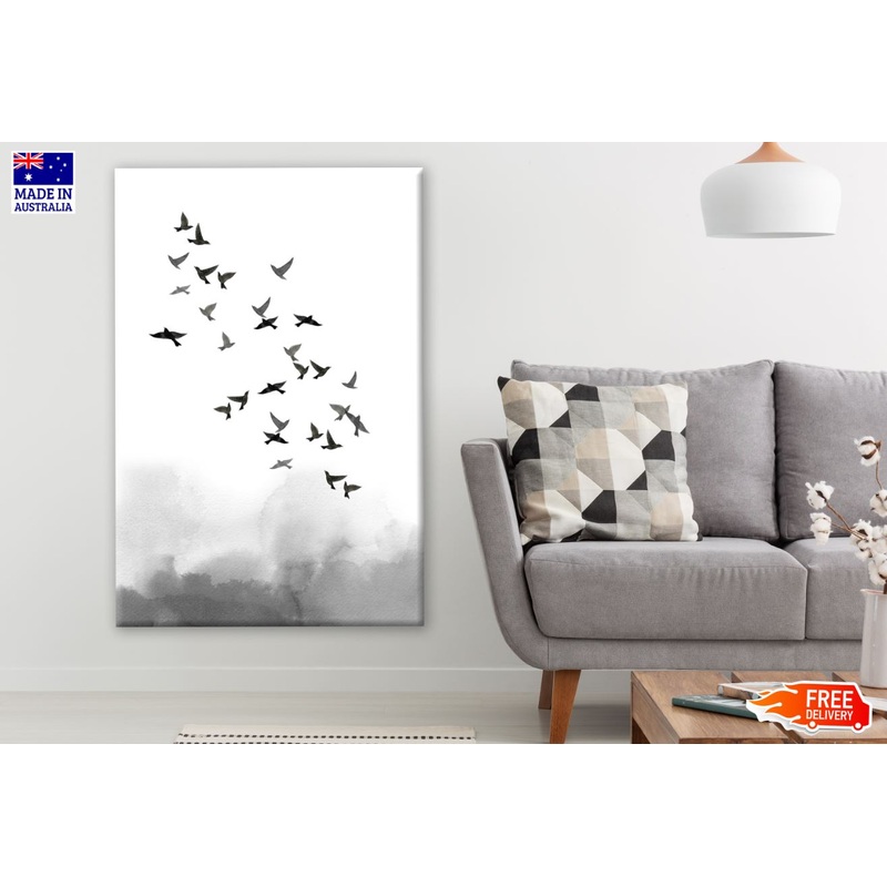 Bird Flying B&W Watercolor Painting Print 100% Australian Made