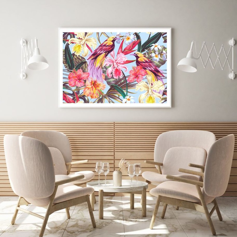 Birds & Flowers Vector Art Home Decor Premium Quality Poster Print Choose Your Sizes