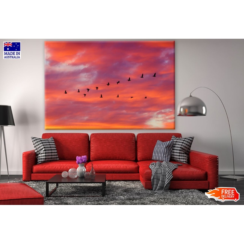 Birds Flying Sunset Photograph Print 100% Australian Made