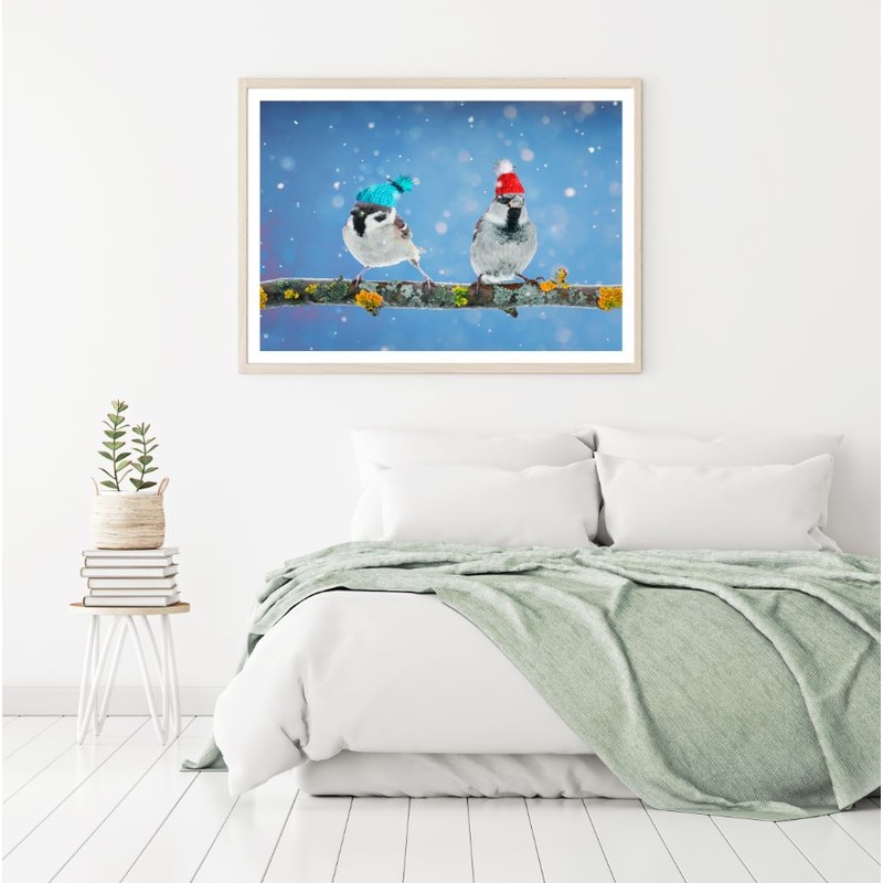 Birds with Caps Photograph Home Decor Premium Quality Poster Print Choose Your Sizes