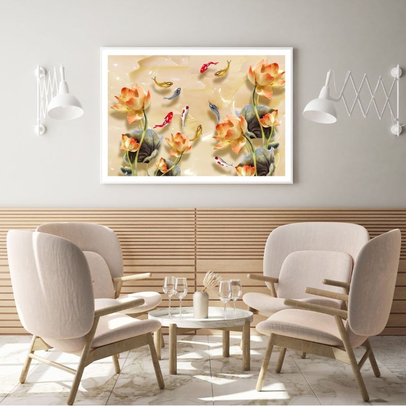 Colorful Fish & Flowers 3D Design Home Decor Premium Quality Poster Print Choose Your Sizes