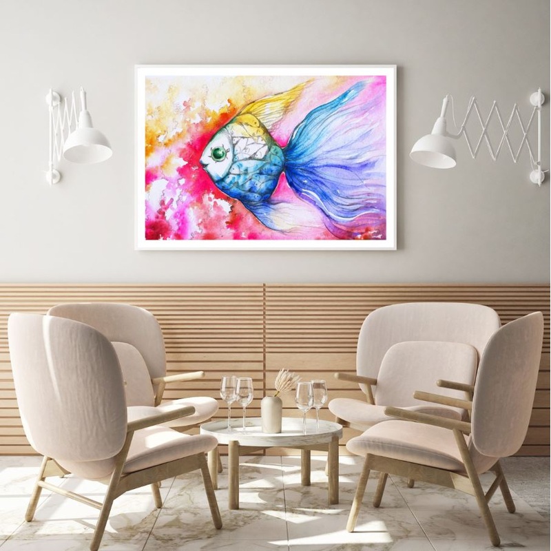 Colorful Fish Watercolor Painting Home Decor Premium Quality Poster Print Choose Your Sizes