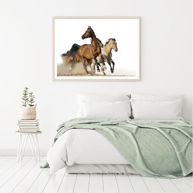 Running Horses on Sand Photograph Home Decor Premium Quality Poster Print Choose Your Sizes