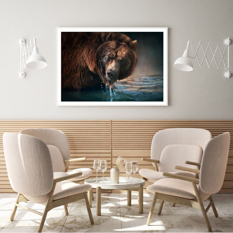 Bear on Water Closeup Photograph Home Decor Premium Quality Poster Print Choose Your Sizes