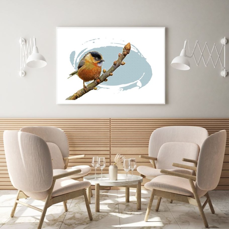 Bird on Tree Closeup Painting Home Decor Premium Quality Poster Print Choose Your Sizes