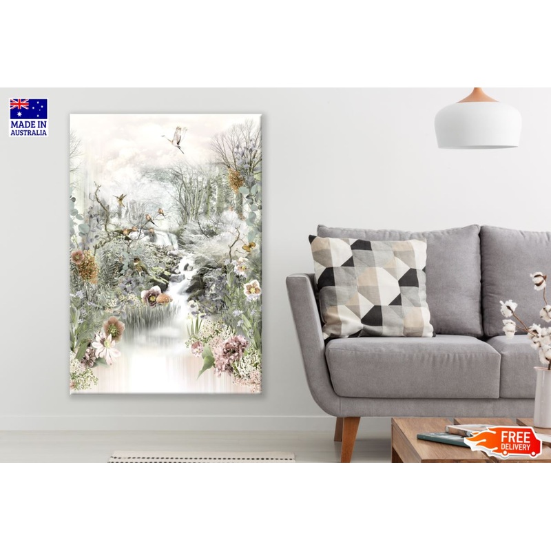 Bird & Water Stream Painting Print 100% Australian Made
