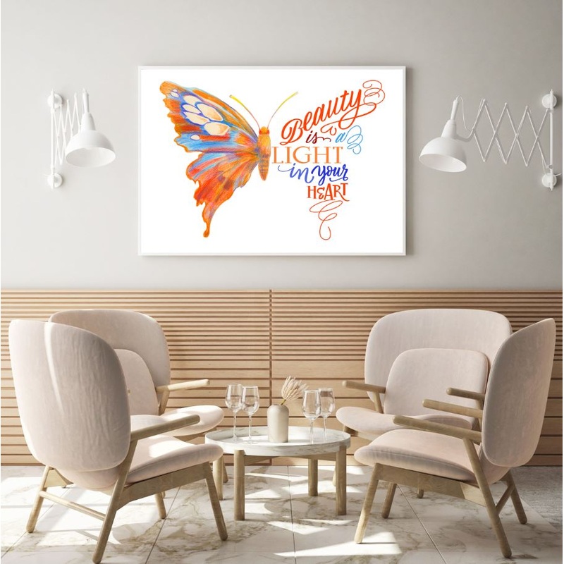 Butterfly & Quotes Colorful Paint Home Decor Premium Quality Poster Print Choose Your Sizes