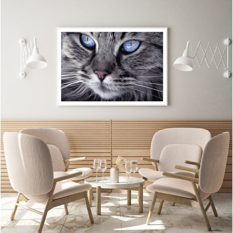 Cat Portrait Oil Painting Home Decor Premium Quality Poster Print Choose Your Sizes