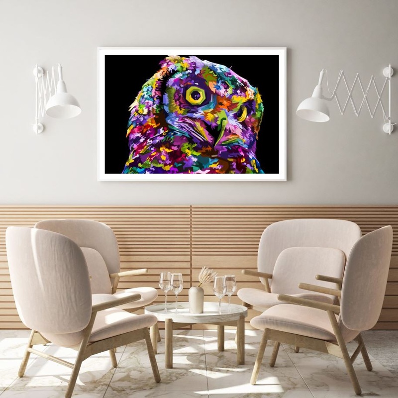 Colorful Abstract Owl Face Design Home Decor Premium Quality Poster Print Choose Your Sizes