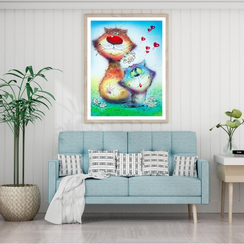 Colorful Cartoon Cats Painting Home Decor Premium Quality Poster Print Choose Your Sizes