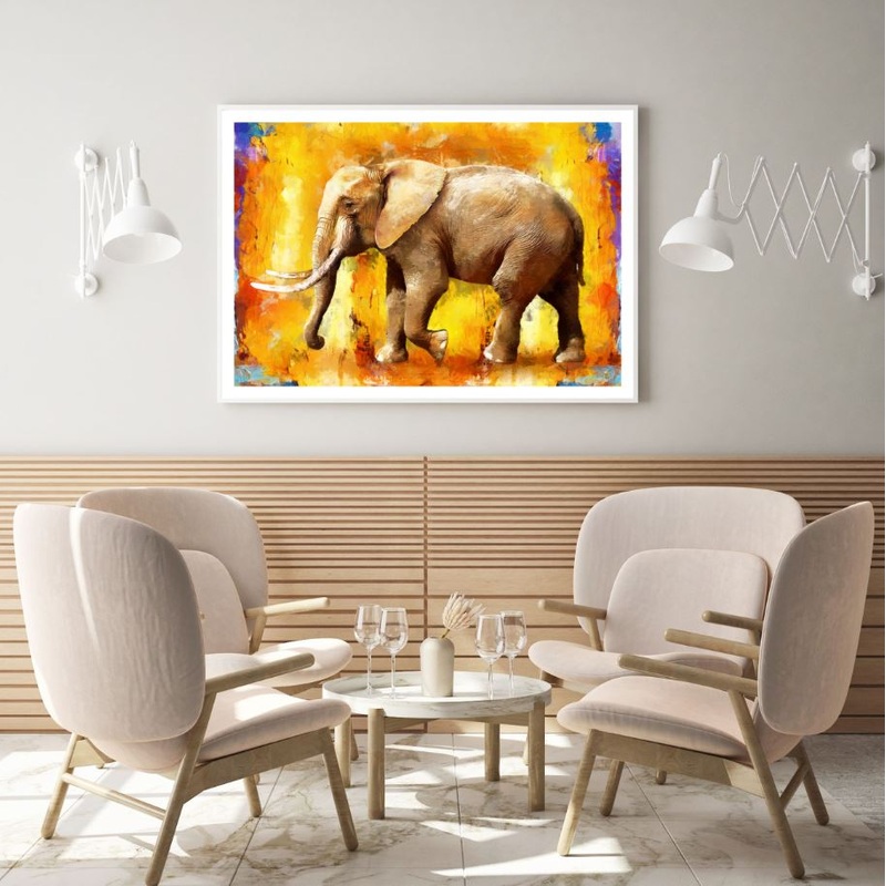Colorful Elephant Oil Painting Home Decor Premium Quality Poster Print Choose Your Sizes