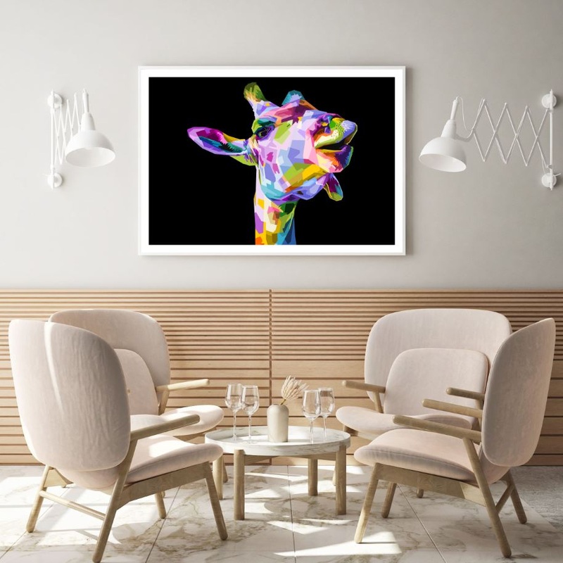 Colorful Giraffe Face Abstract Home Decor Premium Quality Poster Print Choose Your Sizes