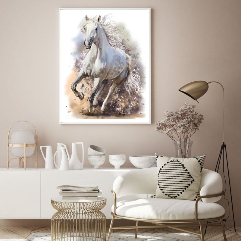 Running Horse Watercolor Painting Home Decor Premium Quality Poster Print Choose Your Sizes