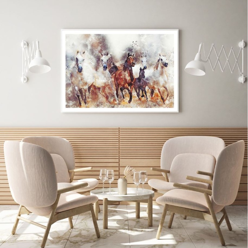 Running Horses Watercolor Paint Home Decor Premium Quality Poster Print Choose Your Sizes