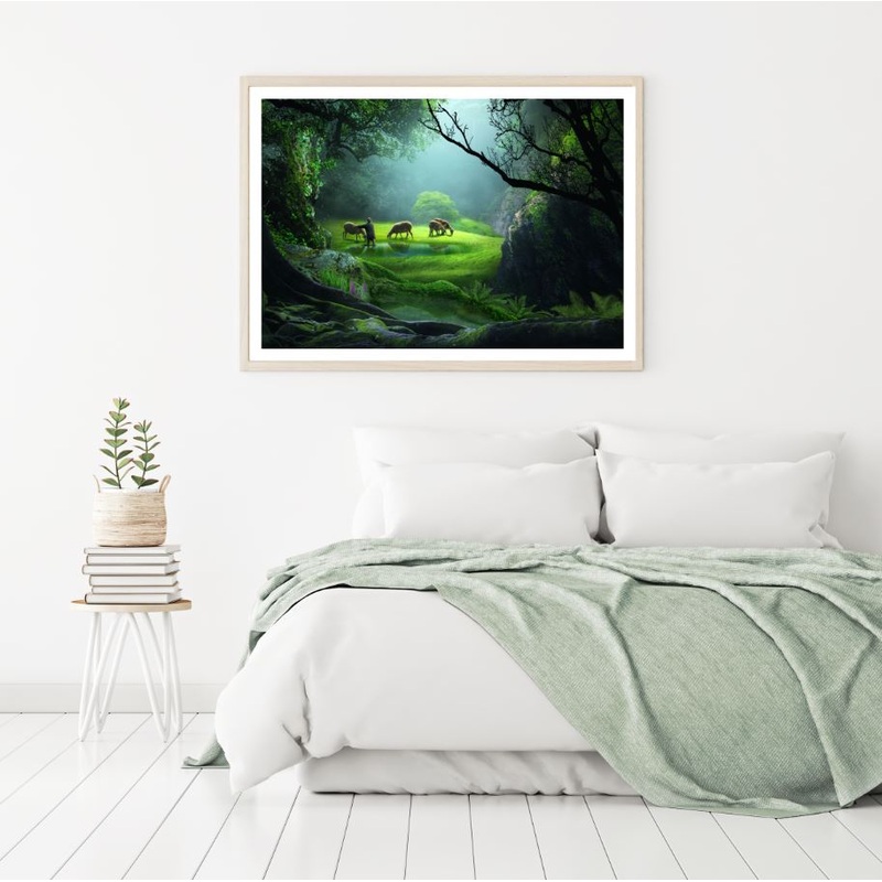 Sheeps & Shepherd in Forest View Home Decor Premium Quality Poster Print Choose Your Sizes