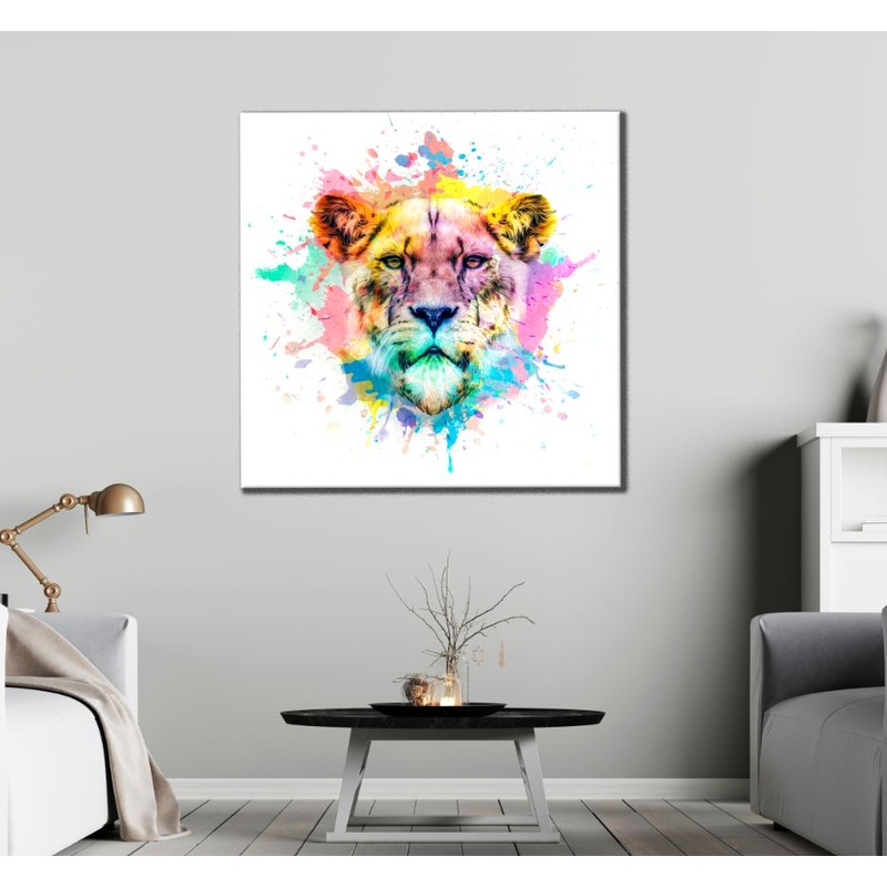 Square Canvas Lion Cub Face Painting High Quality Print 100% Australian Made