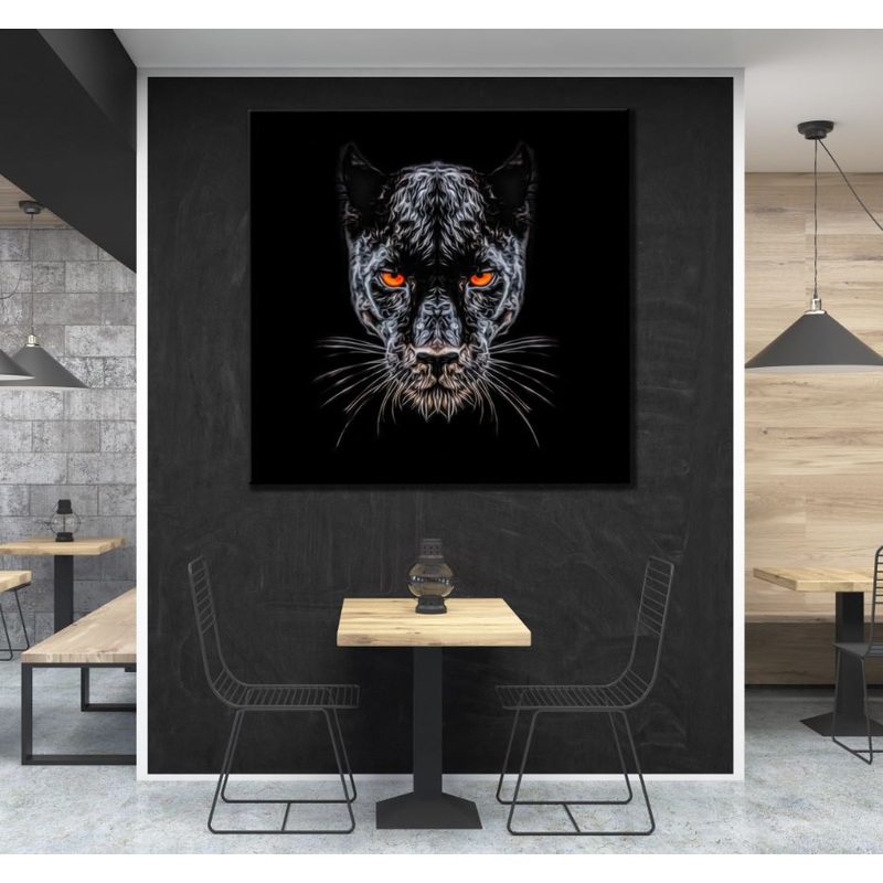 Square Canvas Panther Portrait Painting High Quality Print 100% Australian Made
