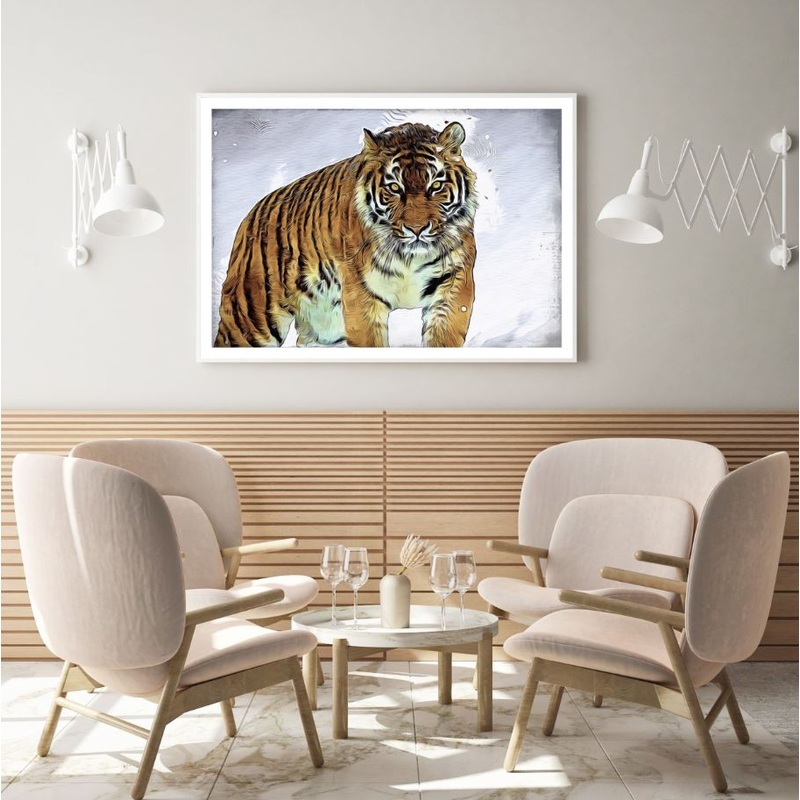 Tiger Walking Oil Painting  Home Decor Premium Quality Poster Print Choose Your Sizes