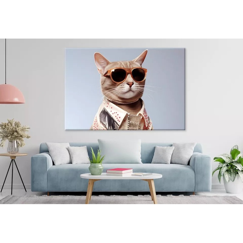 Aesthetic Cat Wearing Sunglasses Wall Art Decor 100% Australian Made