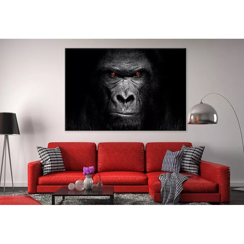 Black & White Gorilla Face Wall Art Decor 100% Australian Made