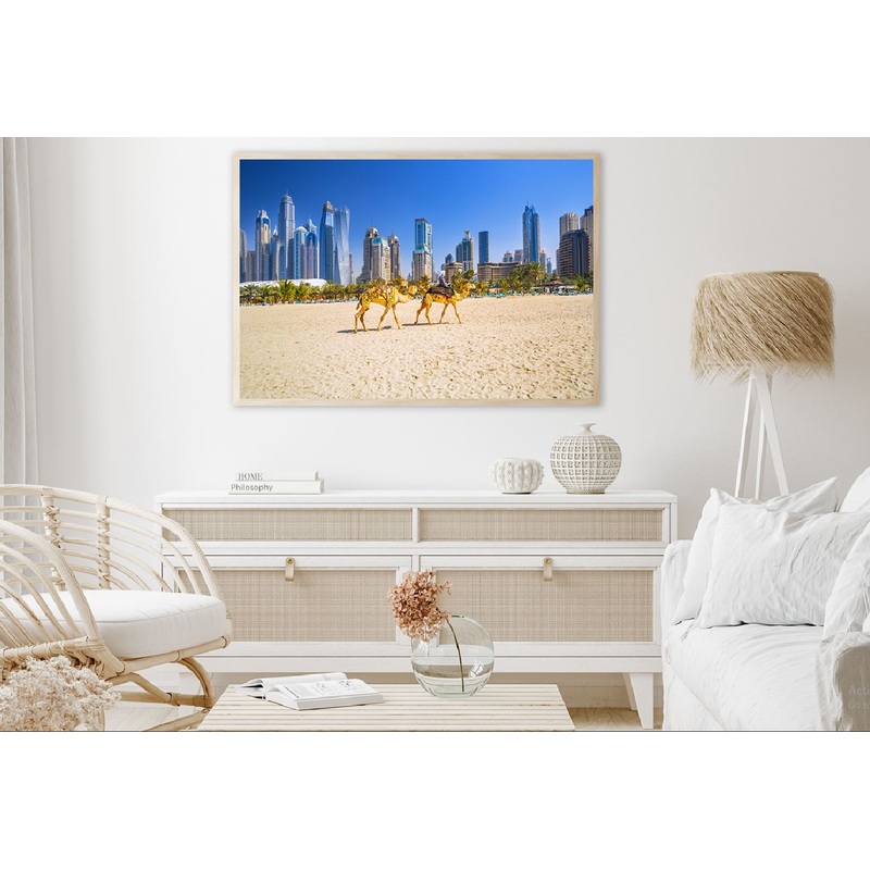 Camels on Jumeirah Sea View in Dubai Home Decor Premium Quality Poster Print Choose Your Sizes