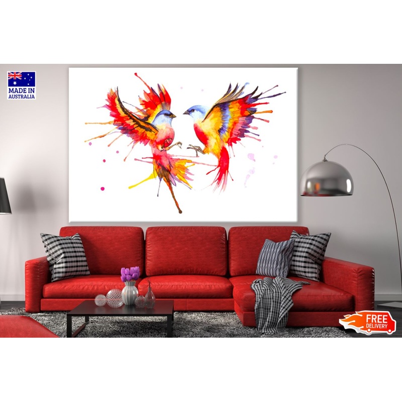 Colorful Birds Watercolor Paint Print 100% Australian Made