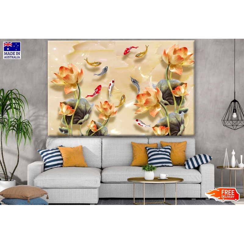 Colorful Fish & Floral Design Print 100% Australian Made