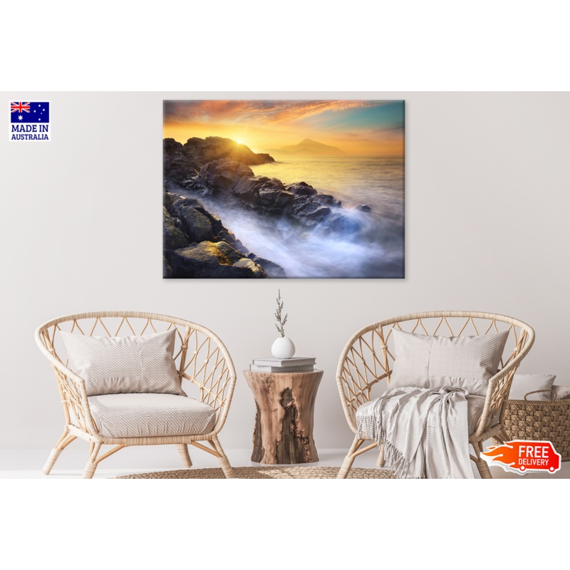 Rock On Sea & Sunset Sky View Photograph Print 100% Australian Made