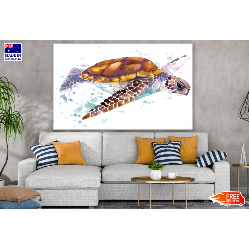 Sea Turtle Swimming Painting Print 100% Australian Made