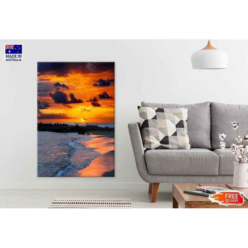 Sunset Sky Scenery in Beach View Photograph Print 100% Australian Made