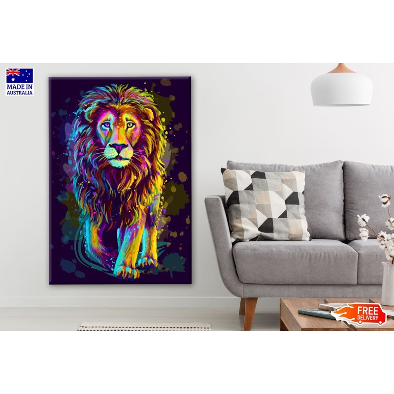 Walking Lion Colorful Abstract Portrait Design Print 100% Australian Made