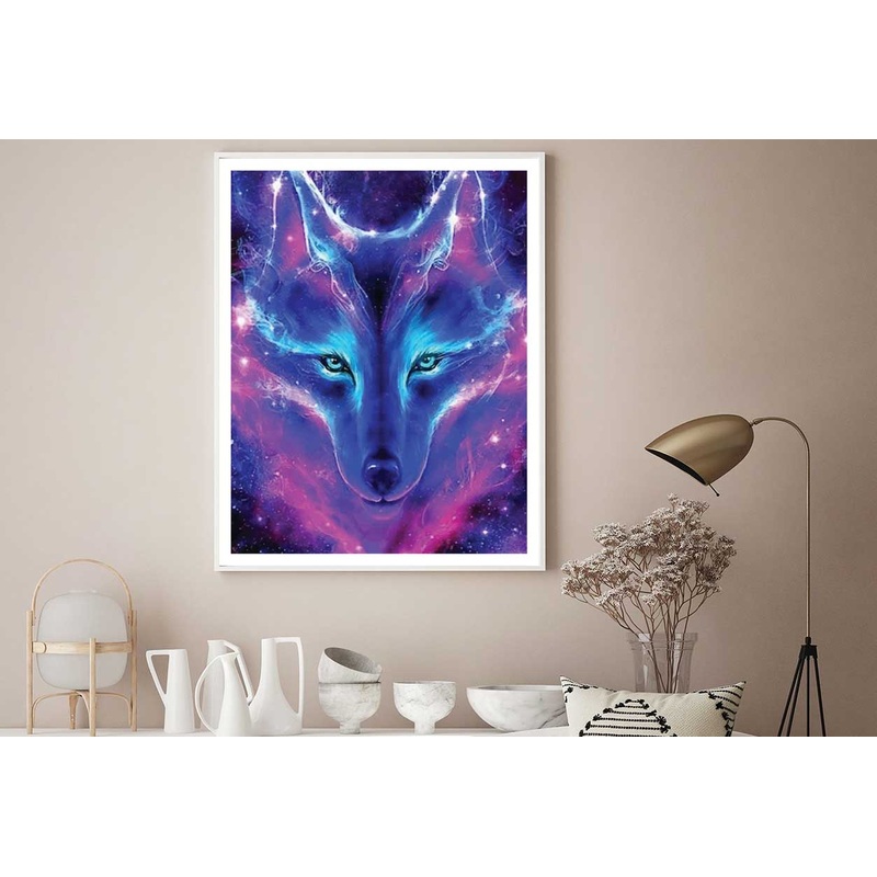 Wild Wolf Neon Background Digital Home Decor Premium Quality Poster Print Choose Your Sizes