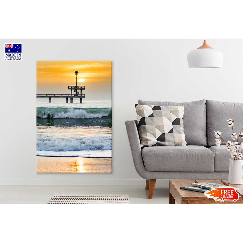 Burgas Beach Waves Sunset Scenery Photograph Print 100% Australian Made