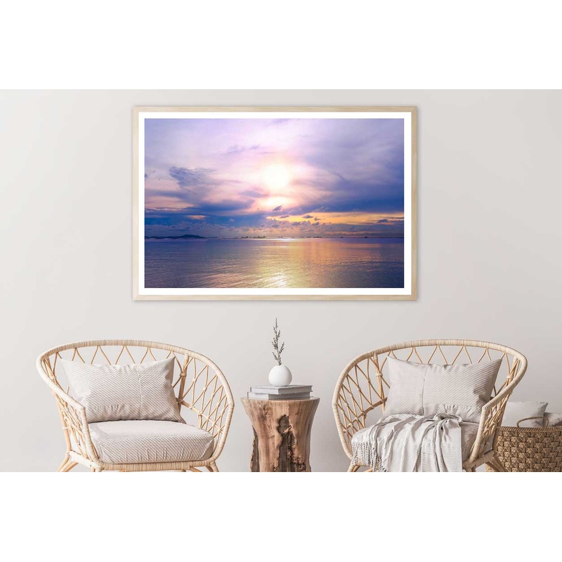 Sun is Falling over Sea Scenery Photograph Home Decor Premium Quality Poster Print Choose Your Sizes