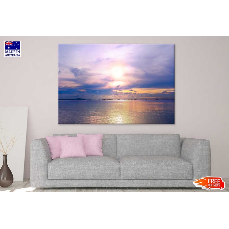 Sun is Falling over Sea Scenery View Print 100% Australian Made