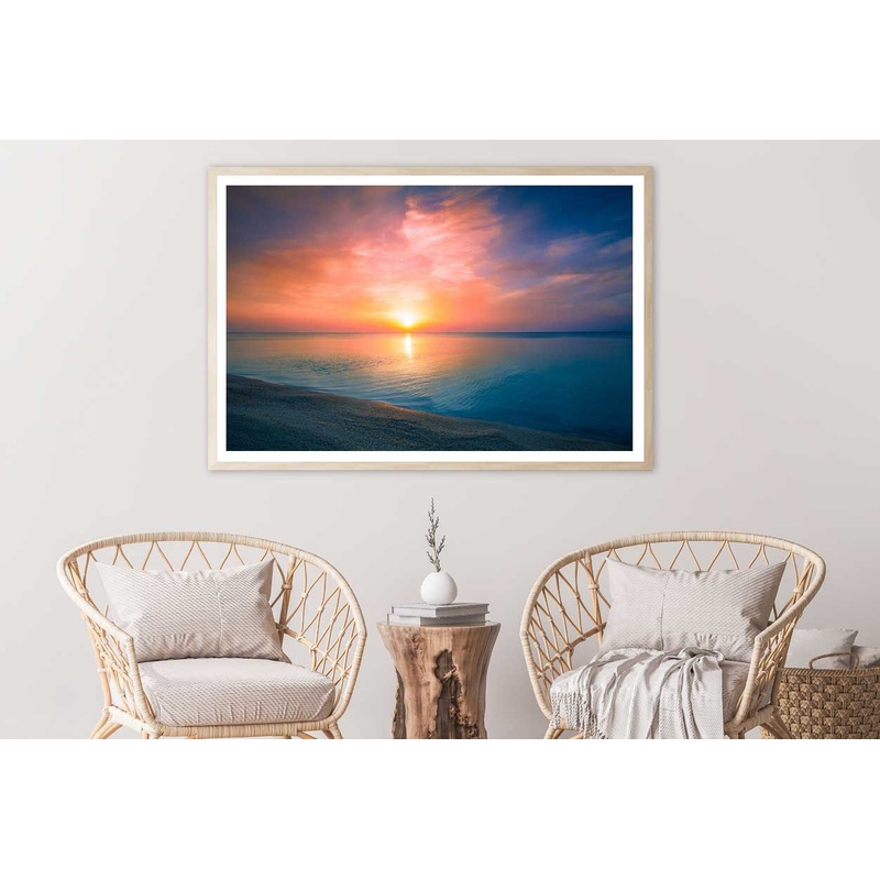 Sunrise Over Dark Sea Scenery Photograph Home Decor Premium Quality Poster Print Choose Your Sizes