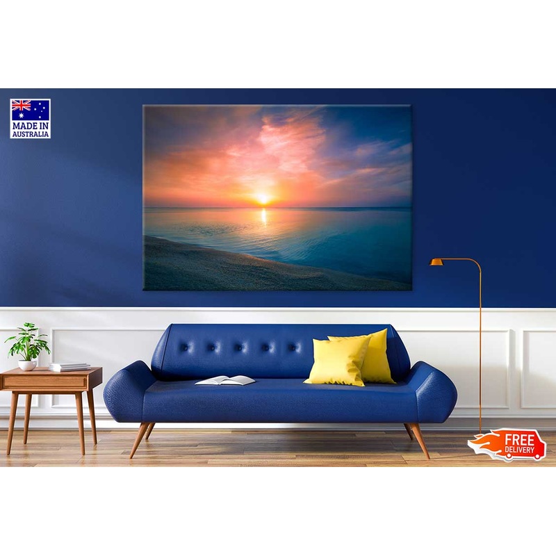 Sunrise Over Dark Sea Scenery View Photograph Print 100% Australian Made