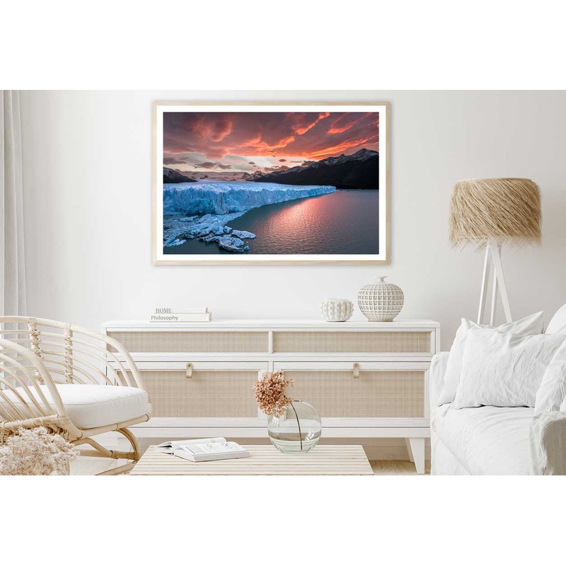 Sunset at Perito Moreno Glacier Photograph Home Decor Premium Quality Poster Print Choose Your Sizes
