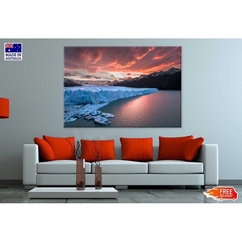 Sunset at Perito Moreno Glacier Photograph Print 100% Australian Made